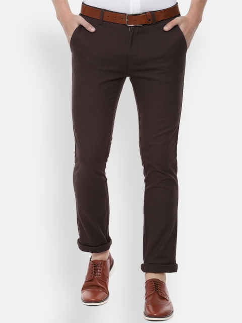 

V Dot Men Brown Slim Fit Solid Formal Trousers