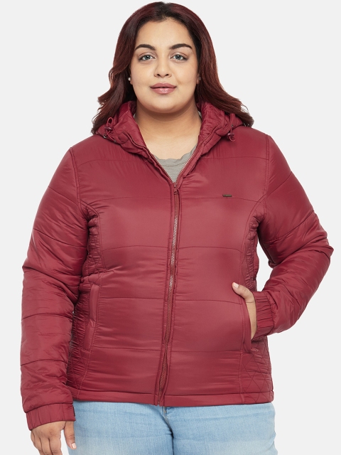 

Kosha Women Red Solid Plus Size Lightweight Puffer Jacket