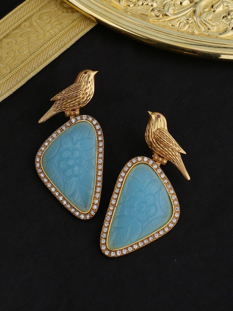 

Tistabene Gold-Plated & Blue Contemporary Drop Earrings