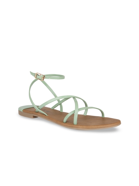 

SOLES Women Green Solid Open Toe Flats
