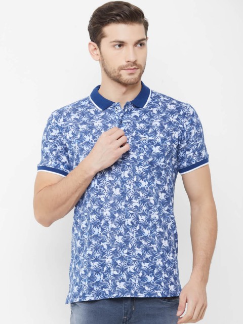 

NEXGEN CLUB Men Blue & White Printed Polo Collar T-shirt