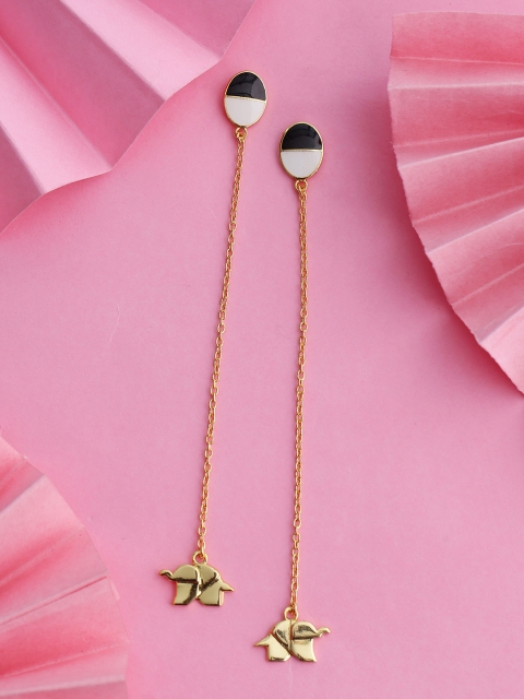 

Tistabene Gold-Plated & Black Contemporary Drop Earrings