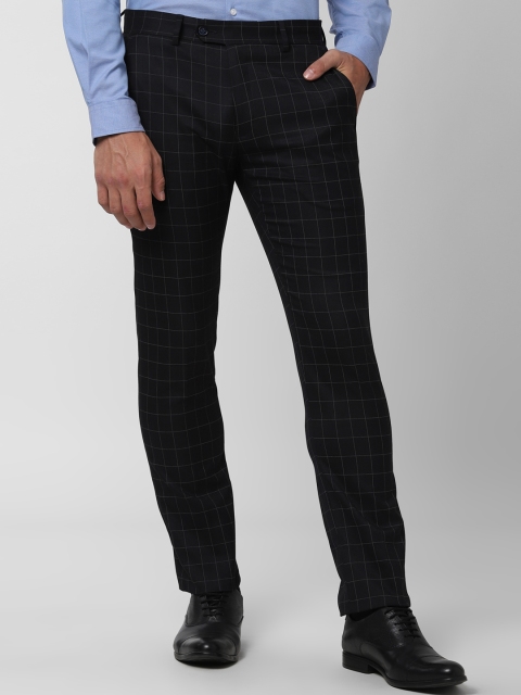 

Peter England Men Black Slim Fit Checked Formal Trousers