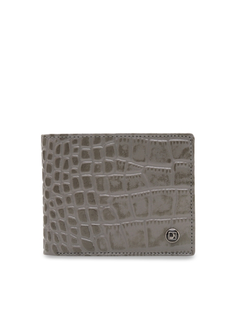 

Da Milano Men Grey Textured Leather Two Fold Wallet