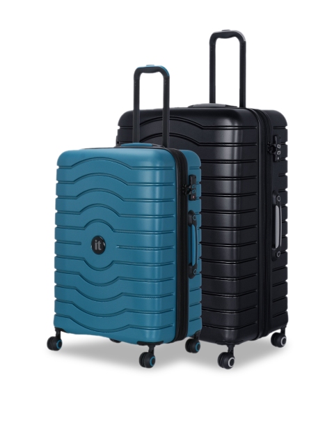

IT luggage Unisex Set Of 2 Intervolve 360 Degree Rotation Hard-Sided Trolley Suitcases, Black