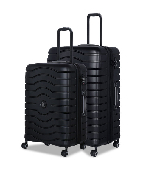 

IT luggage Set Of 2 Black 360 Degree Rotation Hard-Sided Intervolve Trolley Suitcases