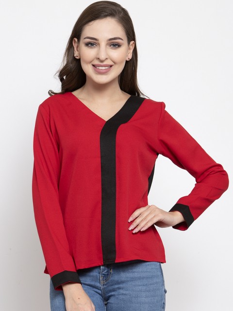 

armure Women Red & Black Colourblocked Top