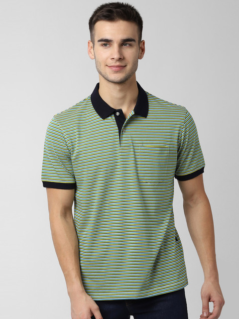 

Peter England Casuals Men Multicoloured Striped Polo Collar T-shirt, Multi