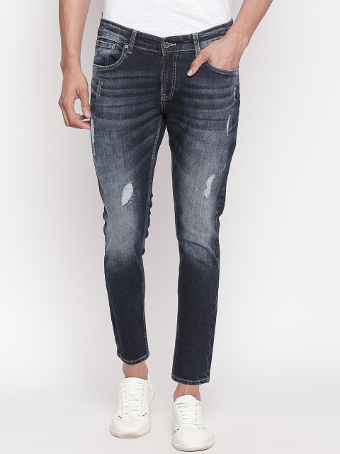

SPYKAR Men Blue Tapered Fit Mid-Rise Low Distress Jeans