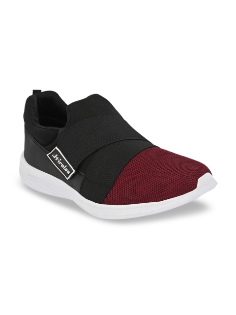 

HIROLAS Men Black & Maroon Mesh Running Shoes