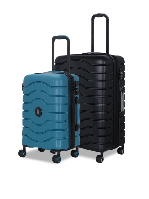 

IT luggage Unisex Set Of 2 Intervolve 360-Degree Rotation Hard-Sided Trolley Suitcases, Teal