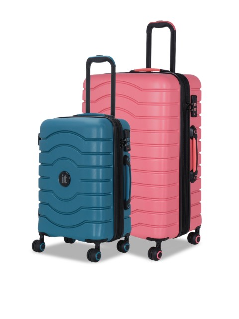 

IT luggage Unisex Set Of 2 Intervolve 360-Degree Rotation Hard-Sided Trolley Suitcases, Teal