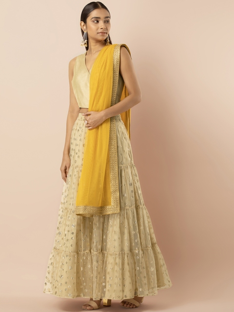 

INDYA Yellow Solid Dupatta
