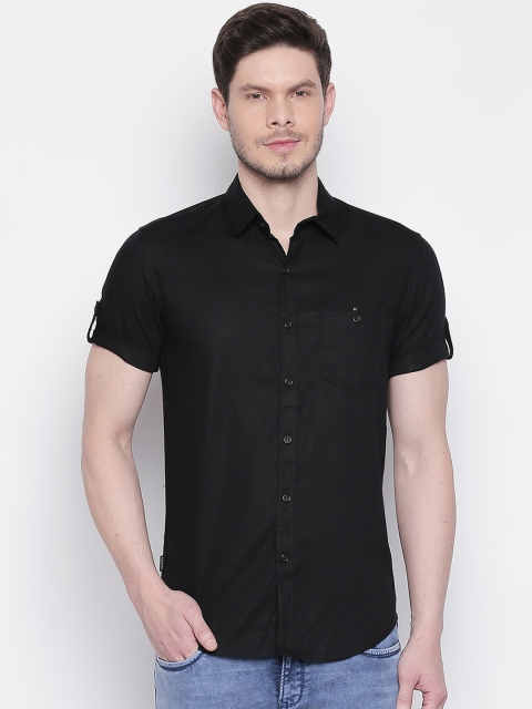 

Mufti Men Black Slim Fit Solid Casual Shirt