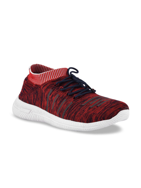 

ZAPATOZ Men Red Mesh Mid-Top Running Shoes