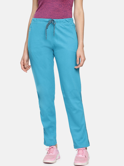 

GOLDSTROMS Women Turquoise Blue Solid Straight-Fit Yoga Track Pants
