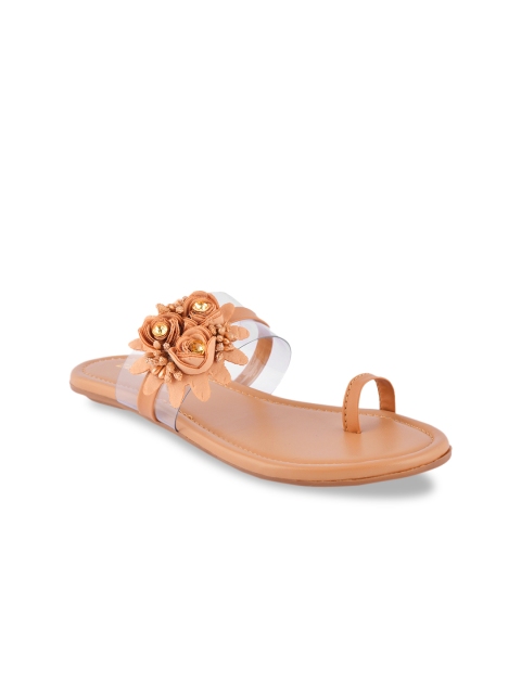 

ZAPATOZ Women Beige Embellished Lightweight One Toe Flats