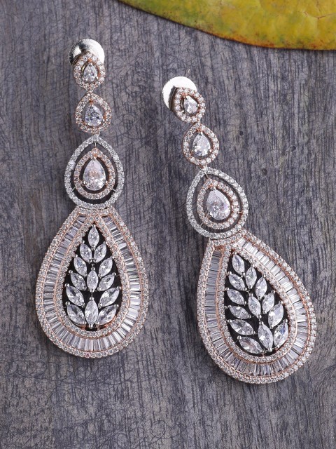 Tistabene Rose Gold-Plated Teardrop Shaped Drop Earrings