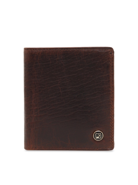 

Da Milano Men Brown Textured Leather Two Fold Wallet