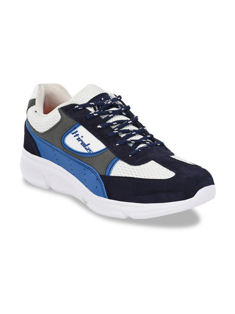 

HIROLAS Men Blue & White Colourblocked Suede Running Shoes