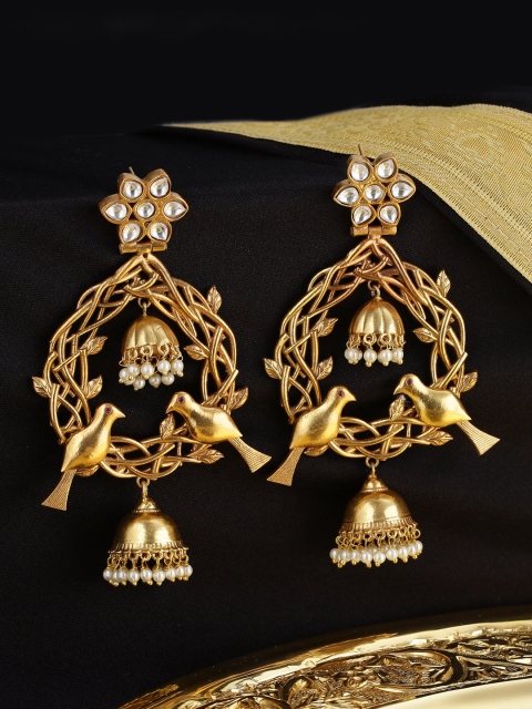 

Tistabene White & Gold-Plated Classic Jhumkas