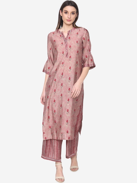 

Laabha Women Maroon Printed Kurta with Palazzos