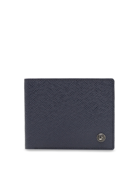 

Da Milano Men Blue Textured Leather Two Fold Wallet