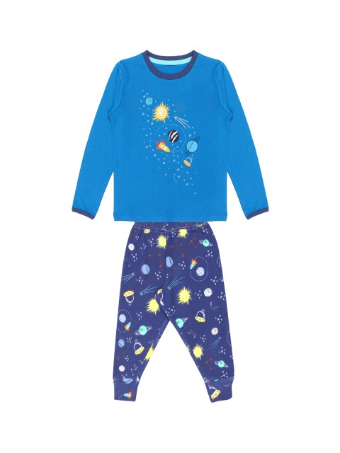 

Nap Chief Kids Blue & Yellow Space Printed Night Suit