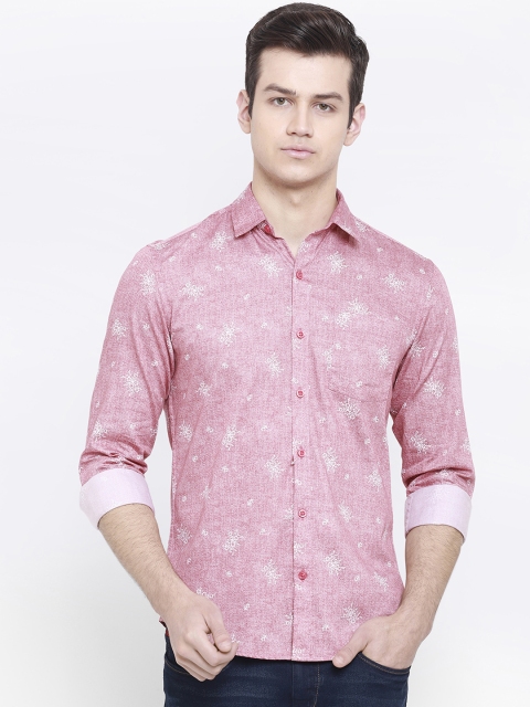 

cape canary Men Pink Regular Fit Printed Casual Shirt