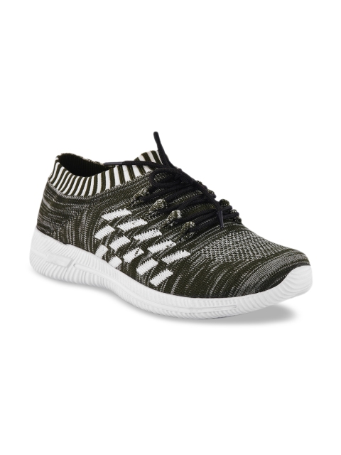 

ZAPATOZ Men Green & White Mesh Mid-Top Running Shoes