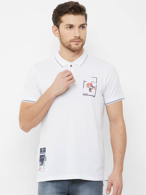 

NEXGEN CLUB Men White Solid Polo Collar T-shirt