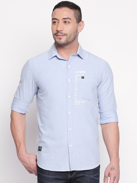 

Mufti Men Blue Slim Fit Solid Casual Shirt