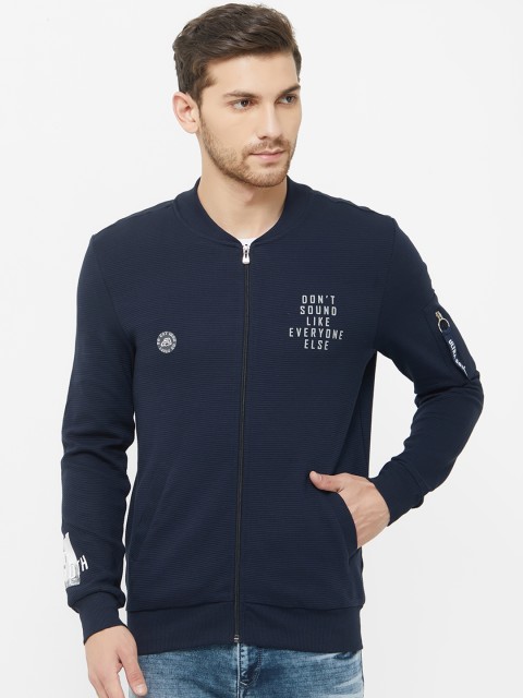 

NEXGEN CLUB Men Navy Blue Printed Bomber