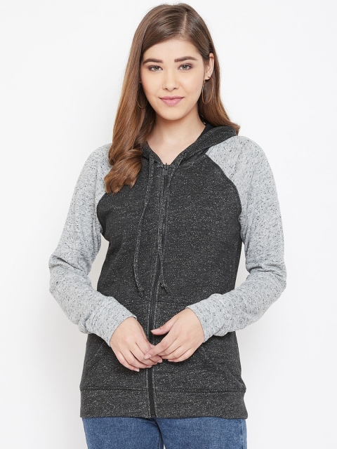 

Rute Women Charcoal Grey Solid Hooded Sweatshirt