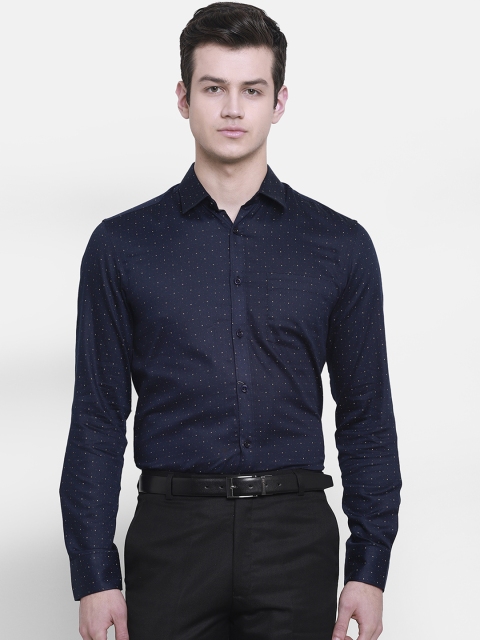 

cape canary Men Navy Blue Regular Fit Printed Casual Shirt