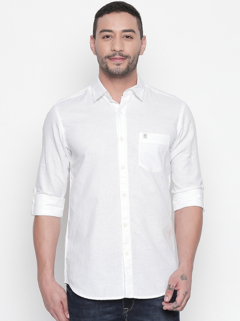 

Mufti Men White Slim Fit Solid Casual Shirt