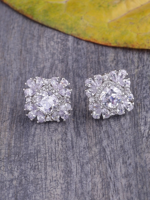 

Tistabene Rhodium-Plated Contemporary Studs, White