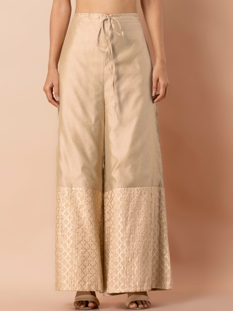

INDYA Women Beige Printed Wide Leg Palazzos