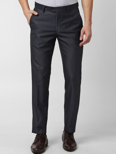 

Peter England Men Navy Blue Slim Fit Solid Formal Trousers