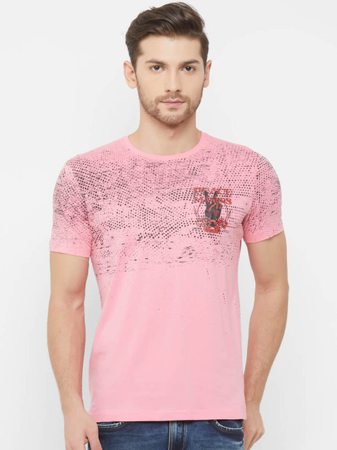

NEXGEN CLUB Men Pink Printed Round Neck T-shirt