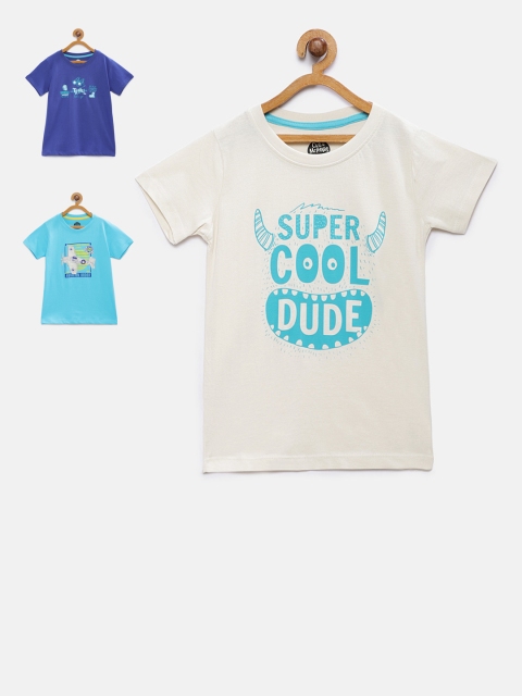 

Cub McPaws Boys Pack of 3 Printed Round Neck T-shirts, Blue