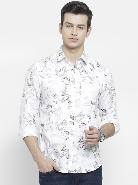 

cape canary Men White Regular Fit Printed Casual Shirt