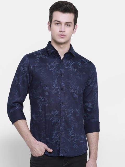 

cape canary Men Navy Blue Regular Fit Printed Casual Shirt