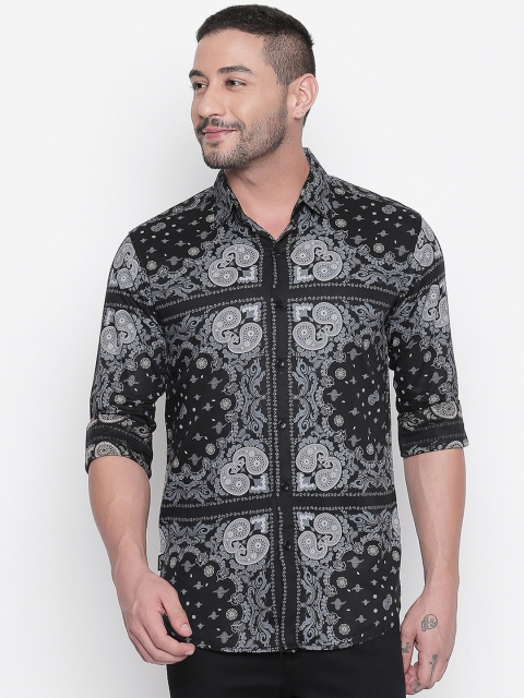 

Mufti Men Black & Grey Slim Fit Printed Casual Shirt