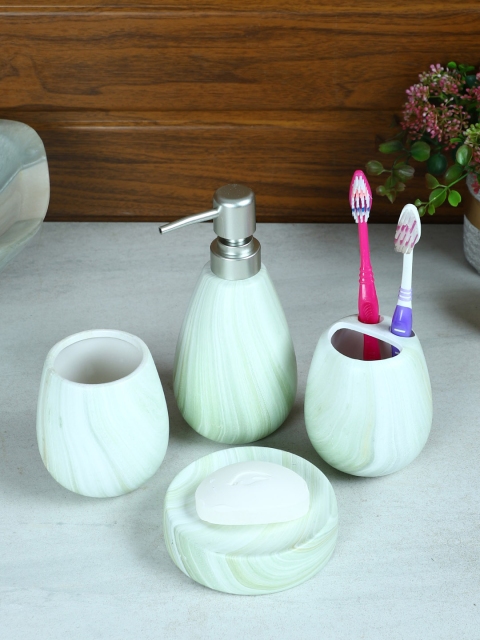 

House Of Accessories Set Of 4 Sea Green Solid Ceramic Bathroom Accessories