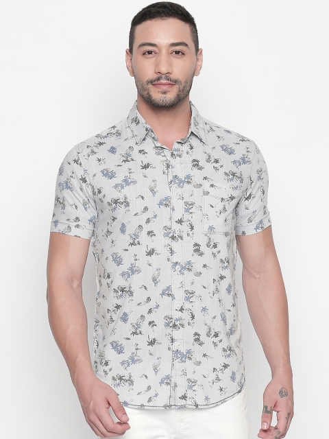 

Mufti Men Grey Slim Fit Printed Casual Shirt