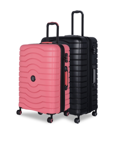

IT luggage Unisex Set Of 2 Intervolve 360 Degree Rotation Hard-Sided Trolley Suitcases, Black