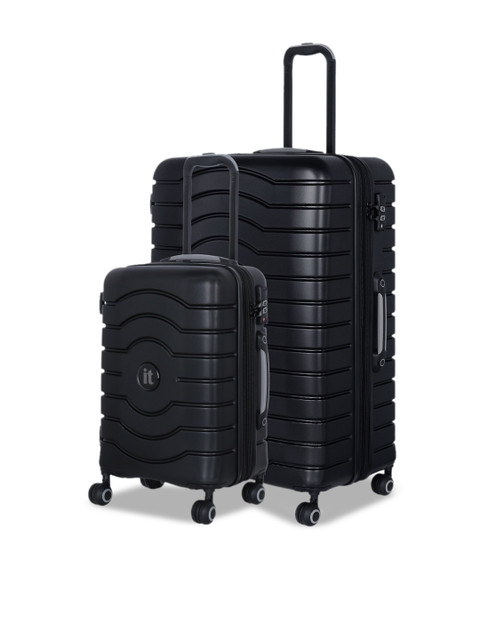 

IT luggage Set Of 2 Black Intervolve 360-Degree Rotation Hard-Sided Trolley Suitcases