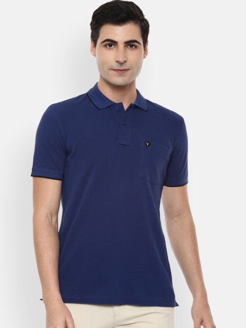 

Van Heusen Sport Men Navy Blue Solid Polo Collar Pure Cotton T-shirt