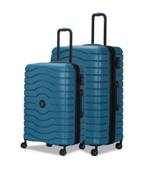 

IT luggage Set Of 2 Teal Blue Intervolve 360 Degree Rotation Hard-Sided Trolley Suitcases